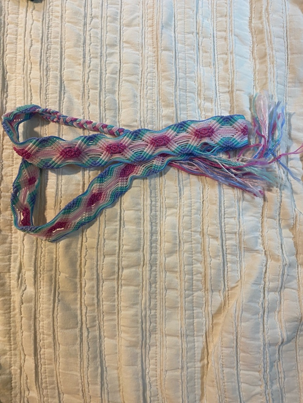 Handwoven Pink Teal Purple Friendship Belt